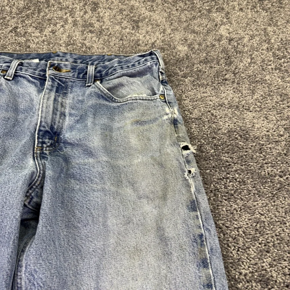 Carhartt B17 DST Jeans Mens 36x30 Blue Relaxed Straight Denim Distressed Work